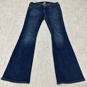 True Religion Women’s 29 Joey T Flap Pocket Flared Jeans Medium Blue Wash